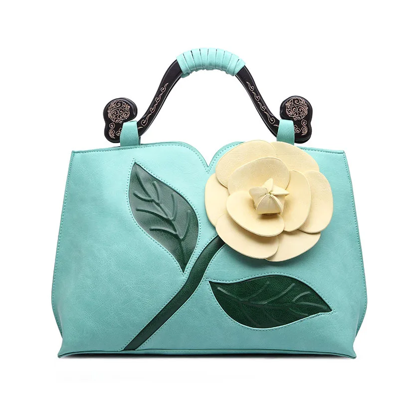 Fashion Cheap Custom Fashionable Famous Brands Designer Ladies Handbags China Wholesale PU Leather Flowers Woman Handbags