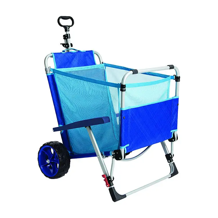 OEM Beach Chairs Foldable Beach Chairs Metal Iron Modern with Cart Integrated Wagon Pull Cart Combination Chair Lounge 2 in 1