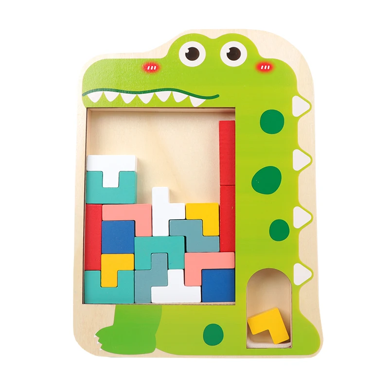 Children Wooden Simulation Brain Teasers Toy Puzzle Educational Game Animal Cartoon Shape Jigsaw Puzzles