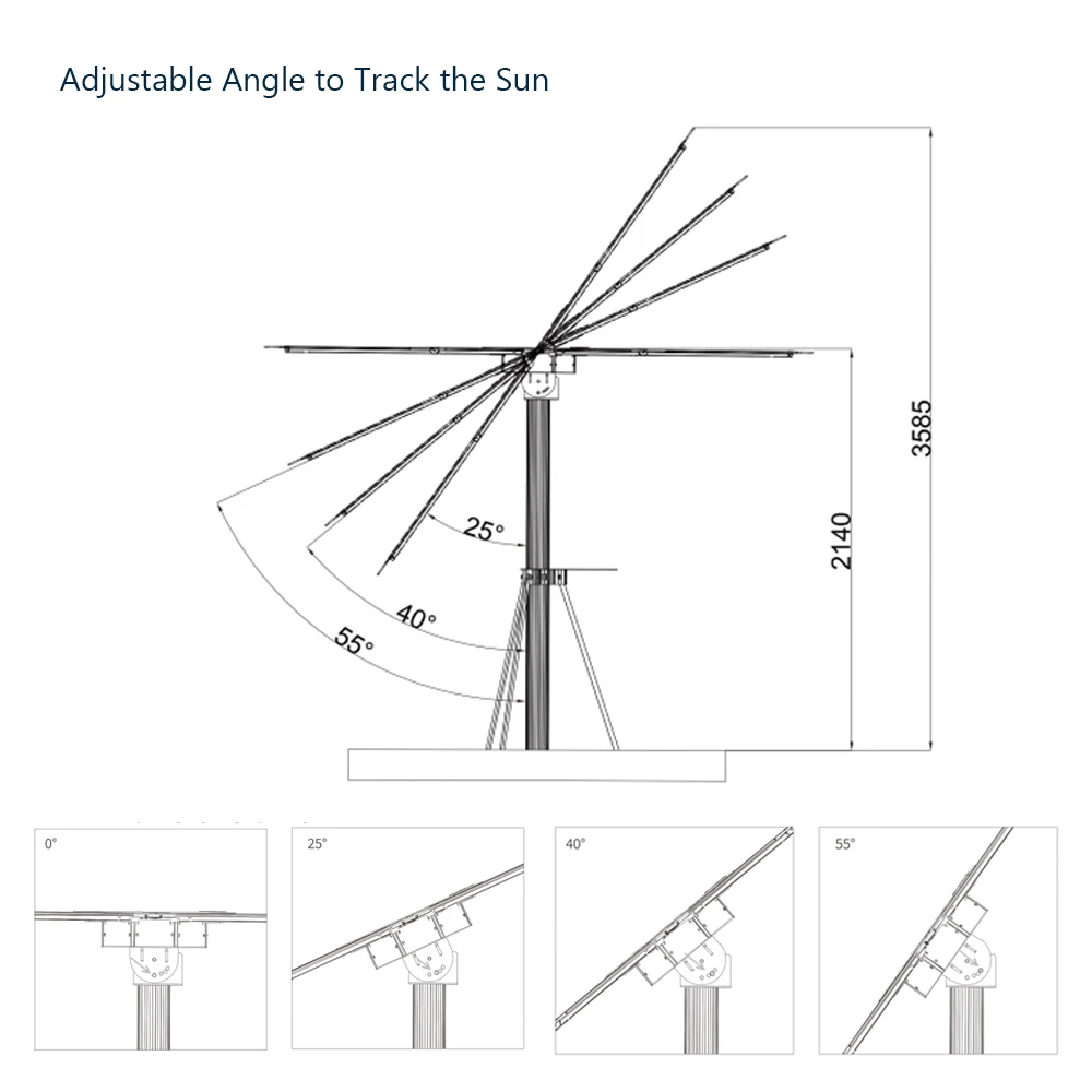 Solar Flower PV Monocrystalline 1000 Watts 1200w On-grid Solar Sunflower System with Micro Inverter for House