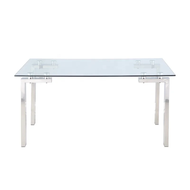 Modern glass dining tables stainless steel dining table room furniture manufacture wholesale
