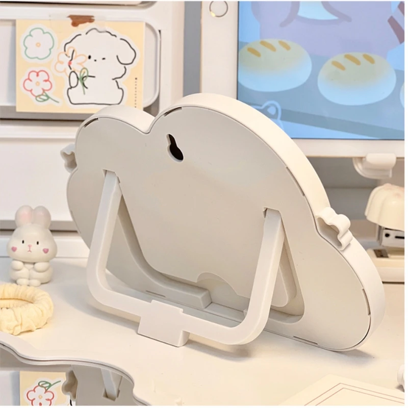 Cloud Cute White Table Mirror Single Sided Wall Mirror Daily Multifunction Support Makeup Mirror