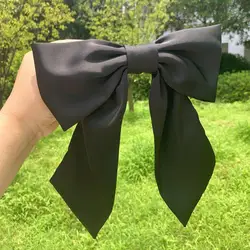 Vintage Big Large Bow Hair Clip Wedding Long Ribbon Korean Bow Spring Clip Hairpins For Women Girls