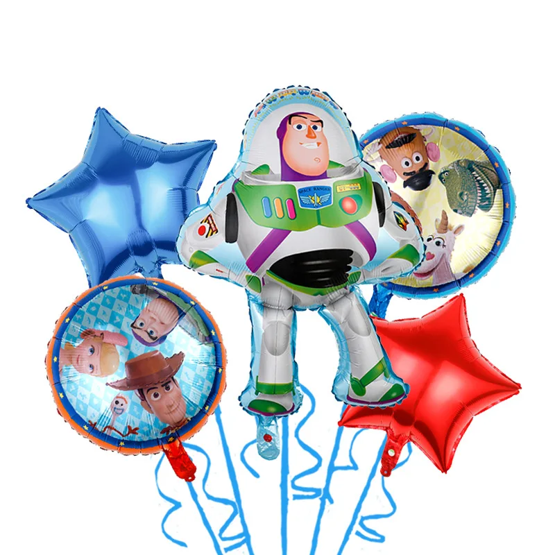 5 Pcs Cartoon Toy Story Woody Buzz Light Year Foil Balloons For Kids Air Balloons For Birthday Party Decoration