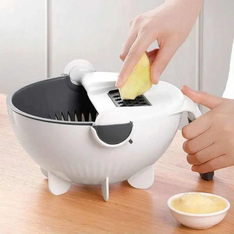 Popular Kitchen Multi Functional Shredder Wet Fruits Drain Basket Blade Cutter Manual 5 in 1 Slicer Vegetable Grater