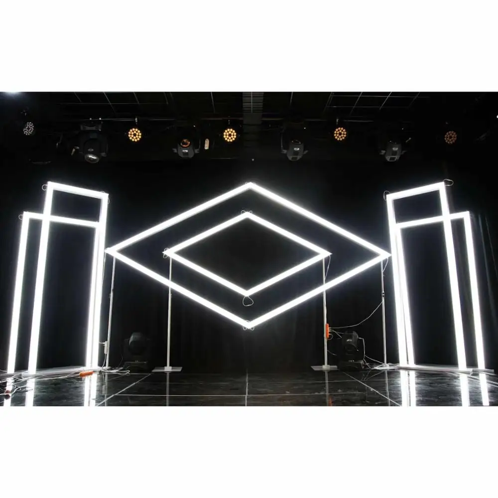 LK20190911-38 Wedding Decoration White Led Light Tunnel Pillar Road Lead White Arch Door Round Backdrop