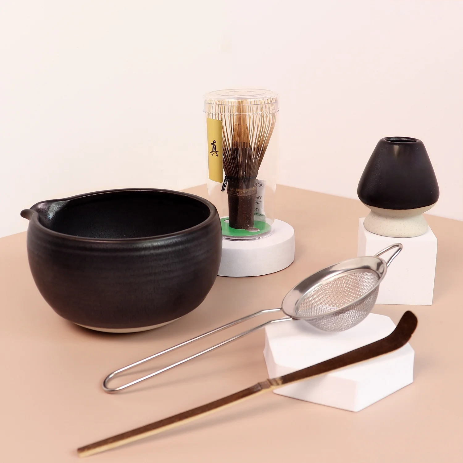 Tiitee Japanese Traditional Matcha Tea Set Ceremony Accessory Chasen Scoop Chashaku Tea Kit Bamboo Whisk Set Matcha Bowl Set