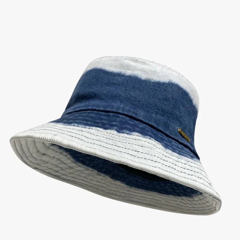 Japanese Designer Sunshade Denim Bucket Hat Gradient Color Washed Old Fisherman Hat