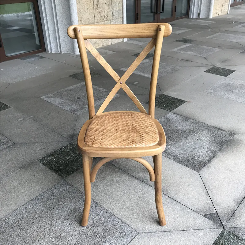 Wholesale Wooden Event Cross Back Dining Chairs for Rental Company Catering