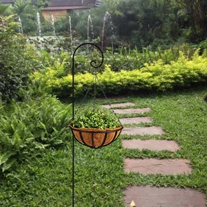 Shepherd Hook 65 Inch 1/2 Inch Thick Solid Metal No Assembly Strong Garden Hooks for Outdoor Christmas Decorations Lanterns