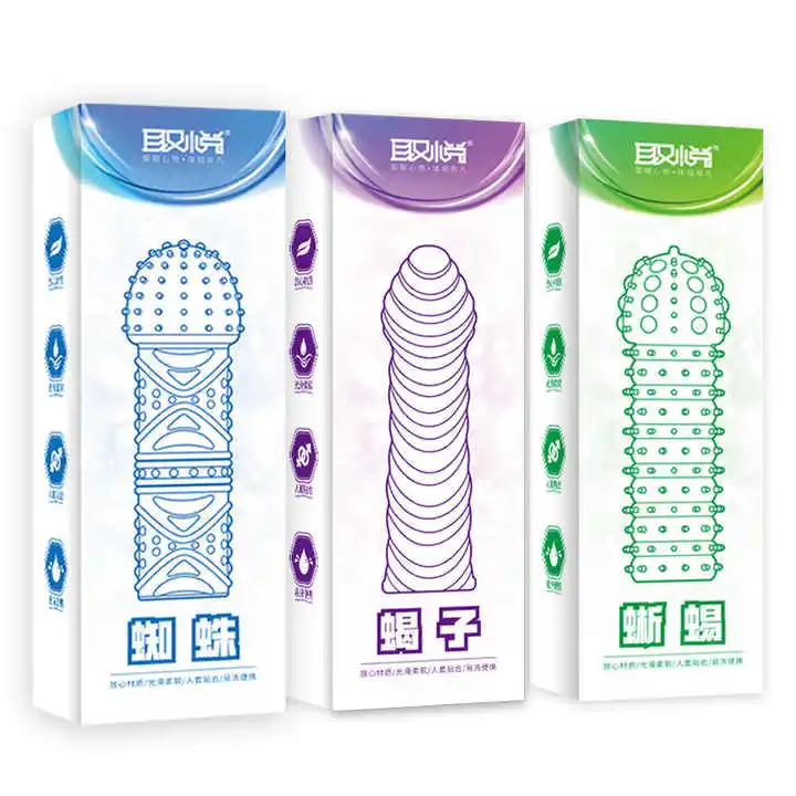 Funny Condom Two-Finger Crystal Wolf Braces Stimulate G-spot Private Parts Stimulating Particle Condom Adult Sex Toys