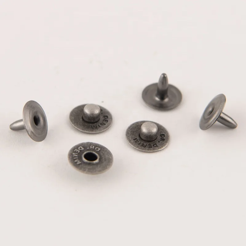 Custom Logo Old Silver 8mm Brass Jeans Nipple Rivets