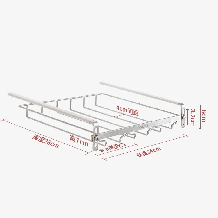 304 stainless steel cabinet no punch wine glass holder adjustable hanging wine glass organizer hanging cup holder shelf