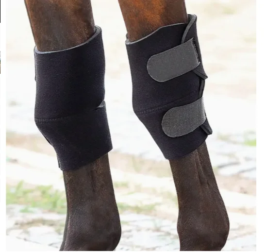 Nylon horse leg protector filled with down for warmth and lightness