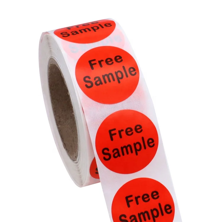 Hybsk Free Sample Stickers 1 Inch Round Red Adhesive Labels for promotion 500 Per Roll