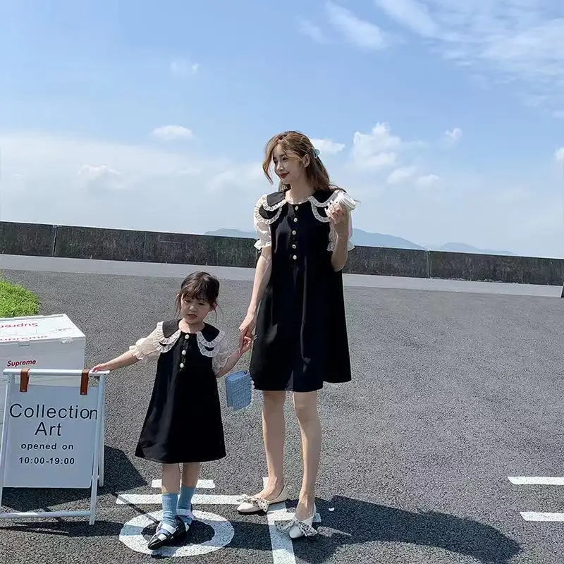 
Family Matching Outfits Autumn Summer Patchwork Floral Long Dress for Mommy and Me Clothes Mother and Daughter Clothes 