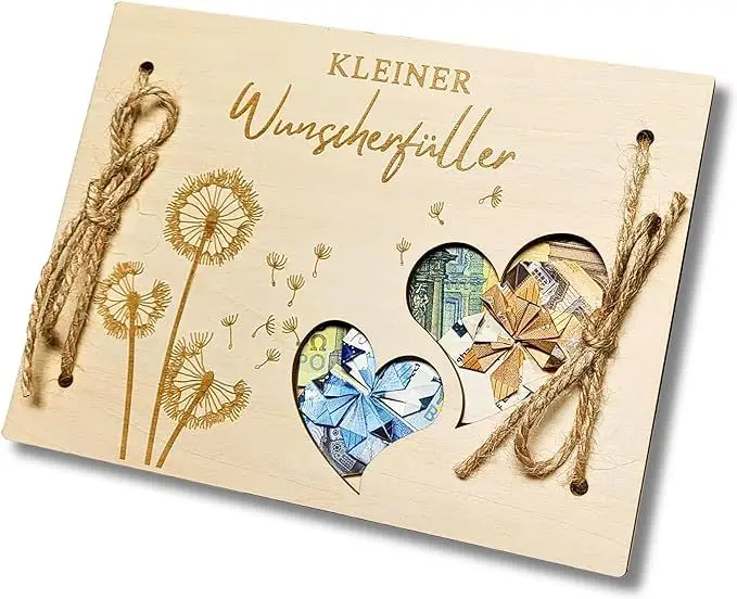 wooden birthday cash envelope DIY greeting cards money saving book binder box money envelope wedding gifts