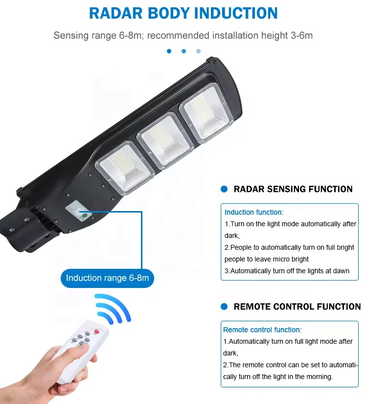 300 watts solar street 4 sided  light all in one solar led street light fixture 100 watts solar street light smd 3030 4 modules