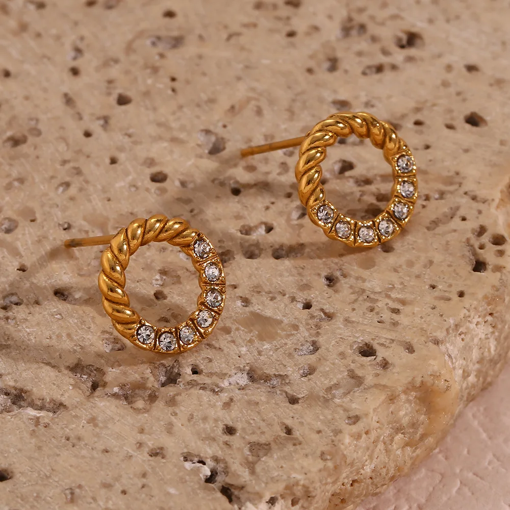 Fashion Jewelry 2024 Wholesale Circle Stud Earring Mini Women Ear Studs Hoop Earrings Hypoallergenic Zircon Earring