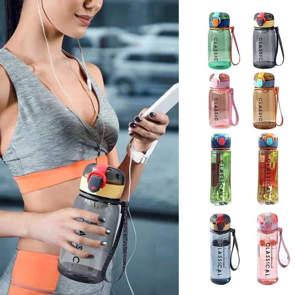 Hot Sale Plastic Sport Cups Fitness Tritan Drinking Bottle Bicycle Gym Plastic Cute Kids Water Bottle with Tea Infuser