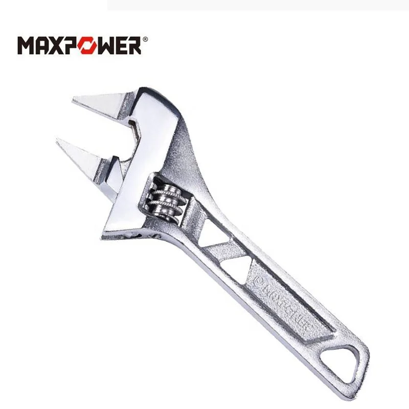 MAXPOWER Lightweight wide opening stubby adjustable wrench with thin jaws