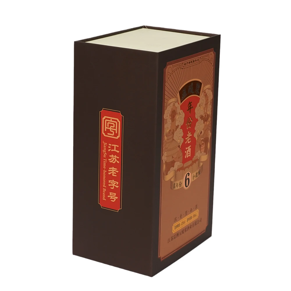 Custom box packaging - Wine box with Shaped tray - removable lid - Art paper and gold foil pressing