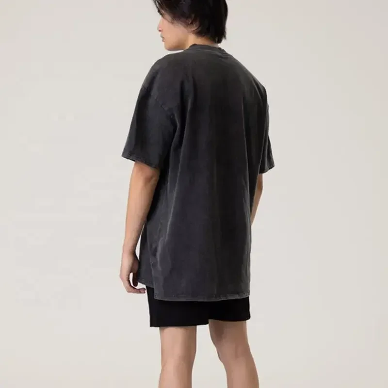 Hot sell long tall plus size t shirt vintage style hip hop t-shirt unisex advanced organic cotton acid washed t shirt