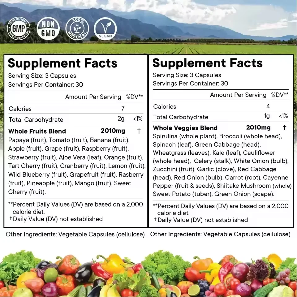 Hot Selling Dietary Supplements Dietary Fiber Fruit and Vegetable Supplements Vegetable Capsules