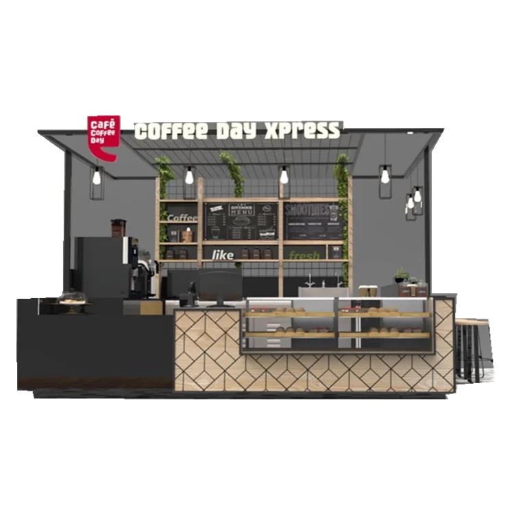 Киоск для выставки черного кофе профессиональный дизайн магазина кафе
