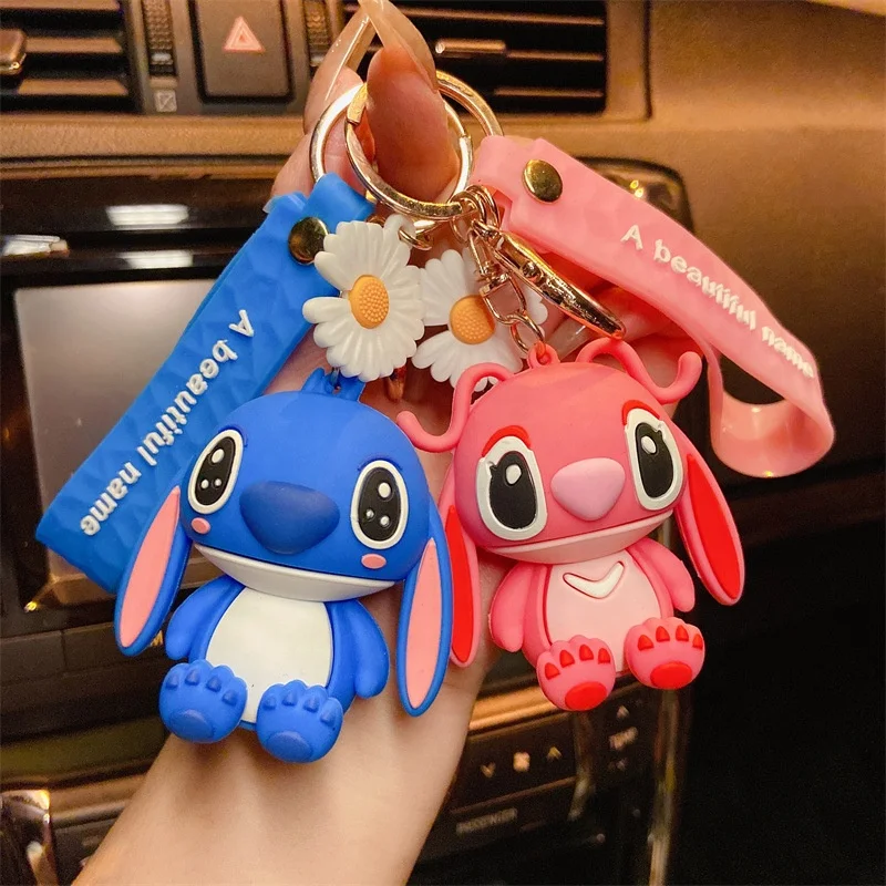 Cartoon Stitch keychain car bag pendant decoration cartoon 3D PVC soft plastic keychain