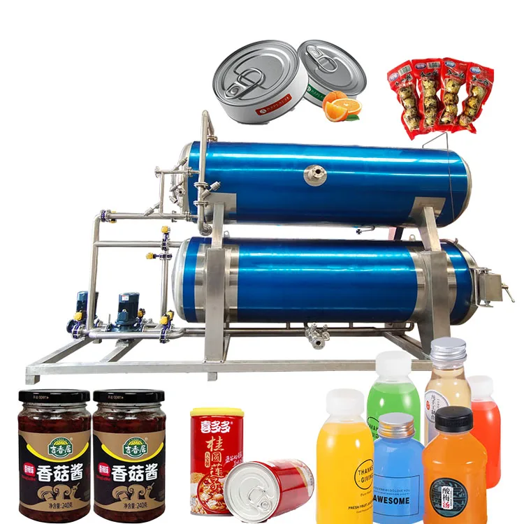 Double Tank Water Bath Retort For Beverage Drinks Juice Bottle Electric Sterilizer Autoclave