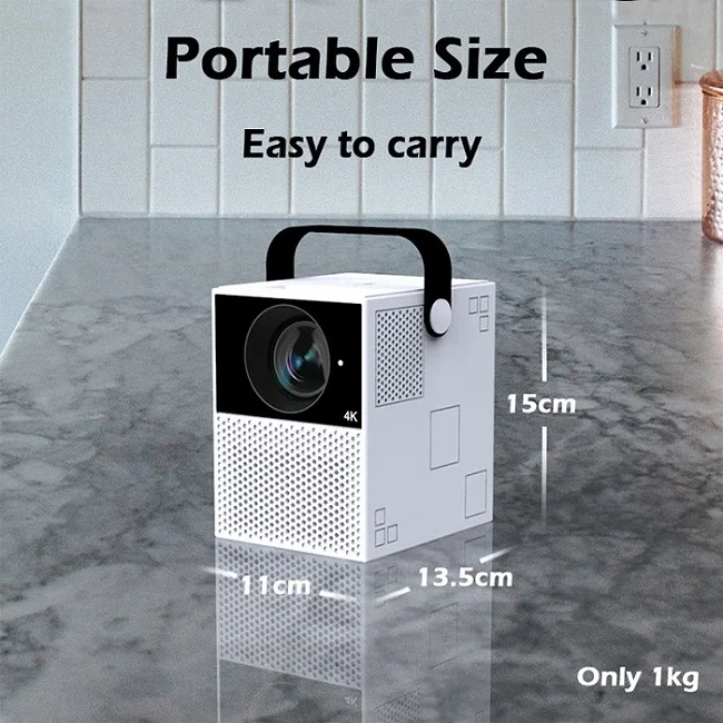 Android 9 Touch Screen with battery Mini LED projector CPU 4 cores A7 core 1.2G 1080P wifi 2.4G/5G support 4k film BT 4.0