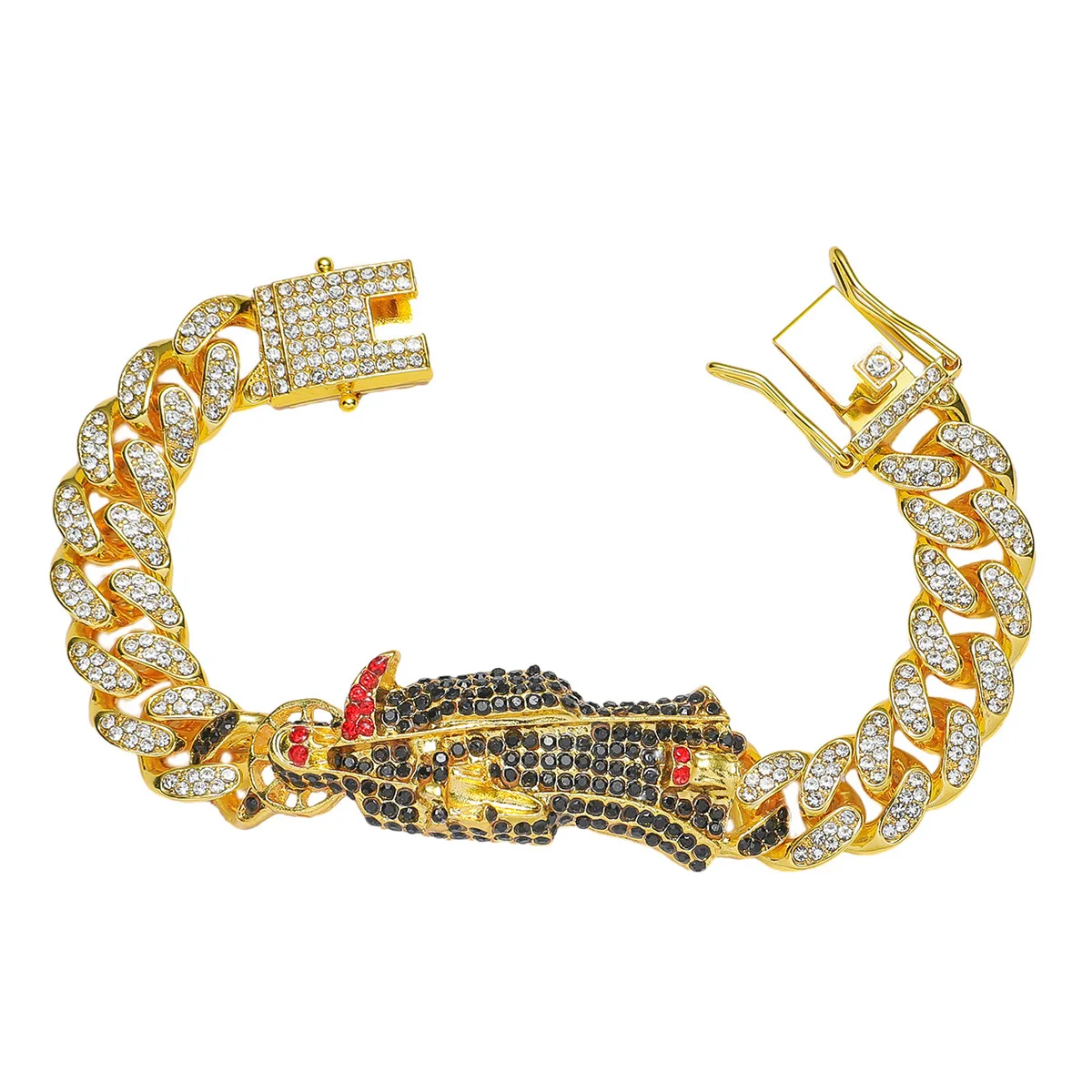 Позолоченная кубинская цепочка Santa Muerte браслет из сплава со стразами Религиозный Roja de hilo la Pulsera святая смерть мужской