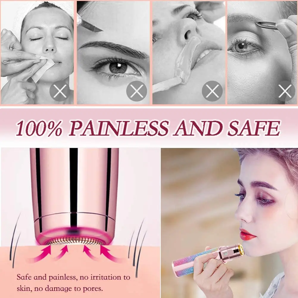2 In 1 Portable Electric Eyebrow Hair Remover Painless Eyebrow Epilator Shaver Razors Use For Lady Makeup