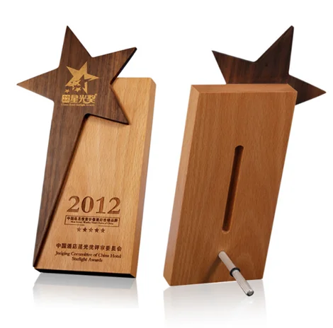 Custom design high quality solid wood tropy award