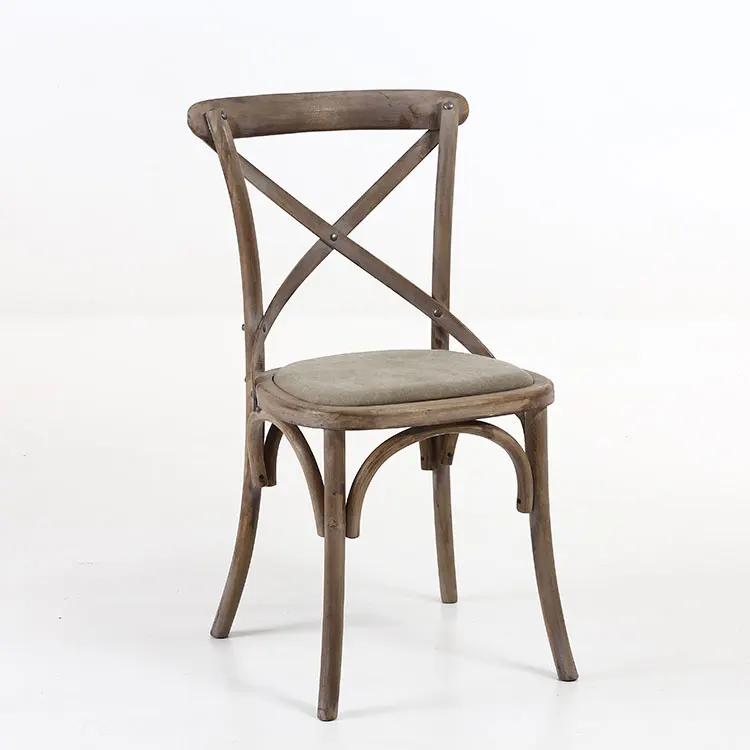 
Wholesale Popular Natural Wood Ksf25003 Canvas Antique Kids Cross Back Dining Chairs 