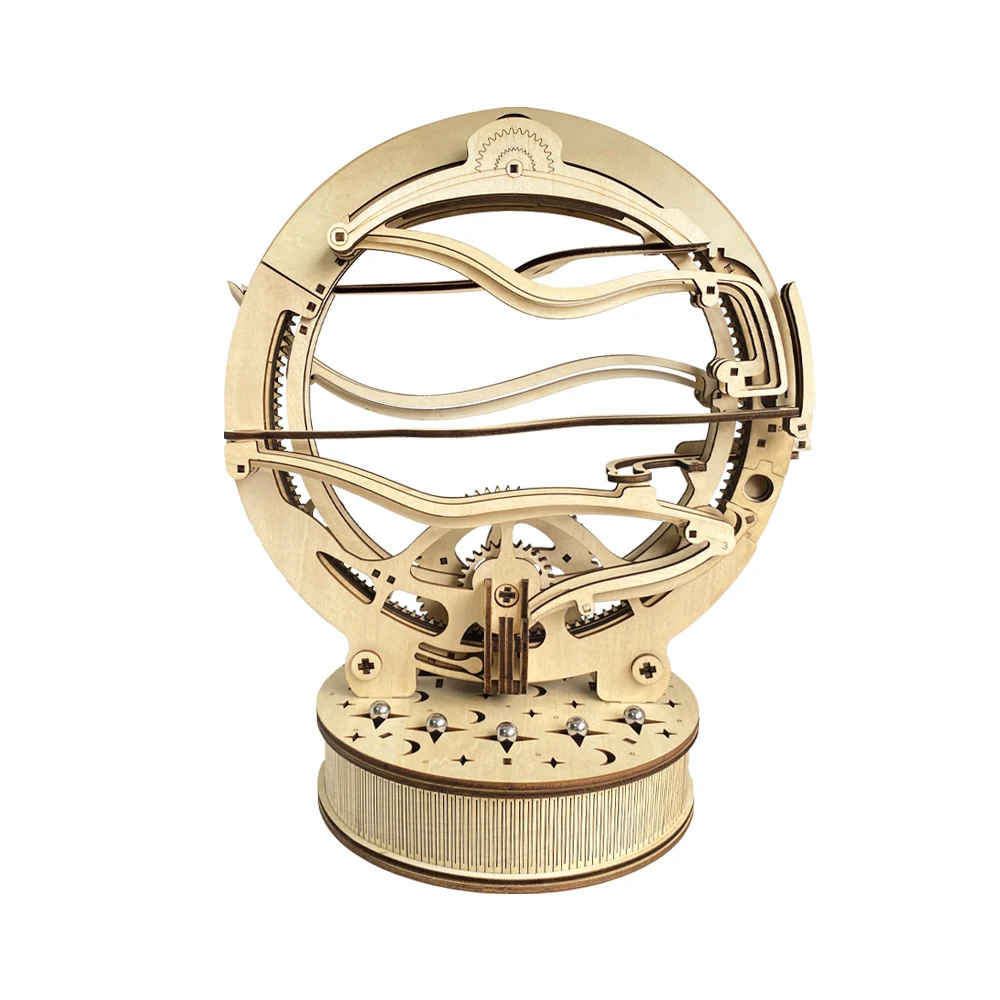3d Wooden Puzzle Mechanical  Marble Run Game Assemble Model Solar Powered Jigsaw Laser Cut DIY Toys Unique and Creative Gift