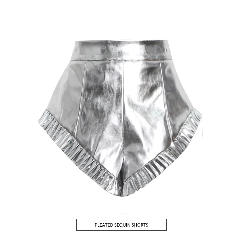 Fashion Casual Streetwear Unique Shine Women Biker Shorts Pants Pu Leather Hot Pants Designer Shorts Woman Clothing Solid Color