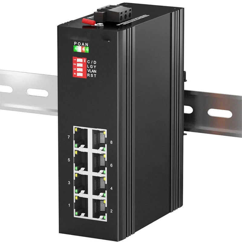 12-Port Industrial PoE+ Gigabit Unmanaged Ethernet Switch w/ 8*10/100/1000Tx (30W/Port) + 4*100/1000 SFP Slots