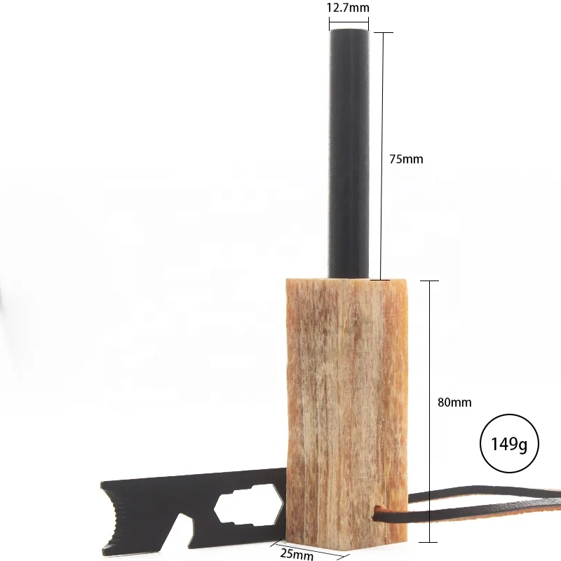Camping Gear Accessories 12.7mm Feuerstahl Fire Starter Kit with Fatwood Kindling Wood Handle