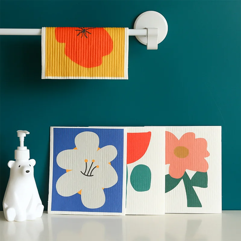 Wholesale High Quality Swedish Dishcloths Kitchen Swedish Dish Cloths Cellulose Compressed Sponge Cloth for Cleaning Table Cloth