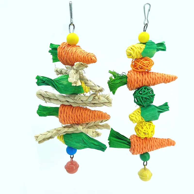 Hand Knit Carrot Corn Pet Chew Toy for Rabbits Parrots Birds Interactive and Durable Pet Chew Toy