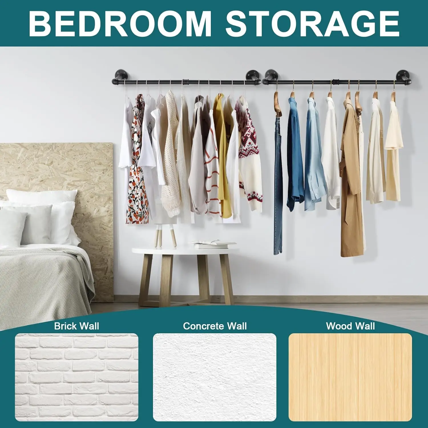 Industrial Pipe Clothing Rack Retail Store Fixture Hanging Clothes Custom Shop Design Metal Clothing Dress Display Rack