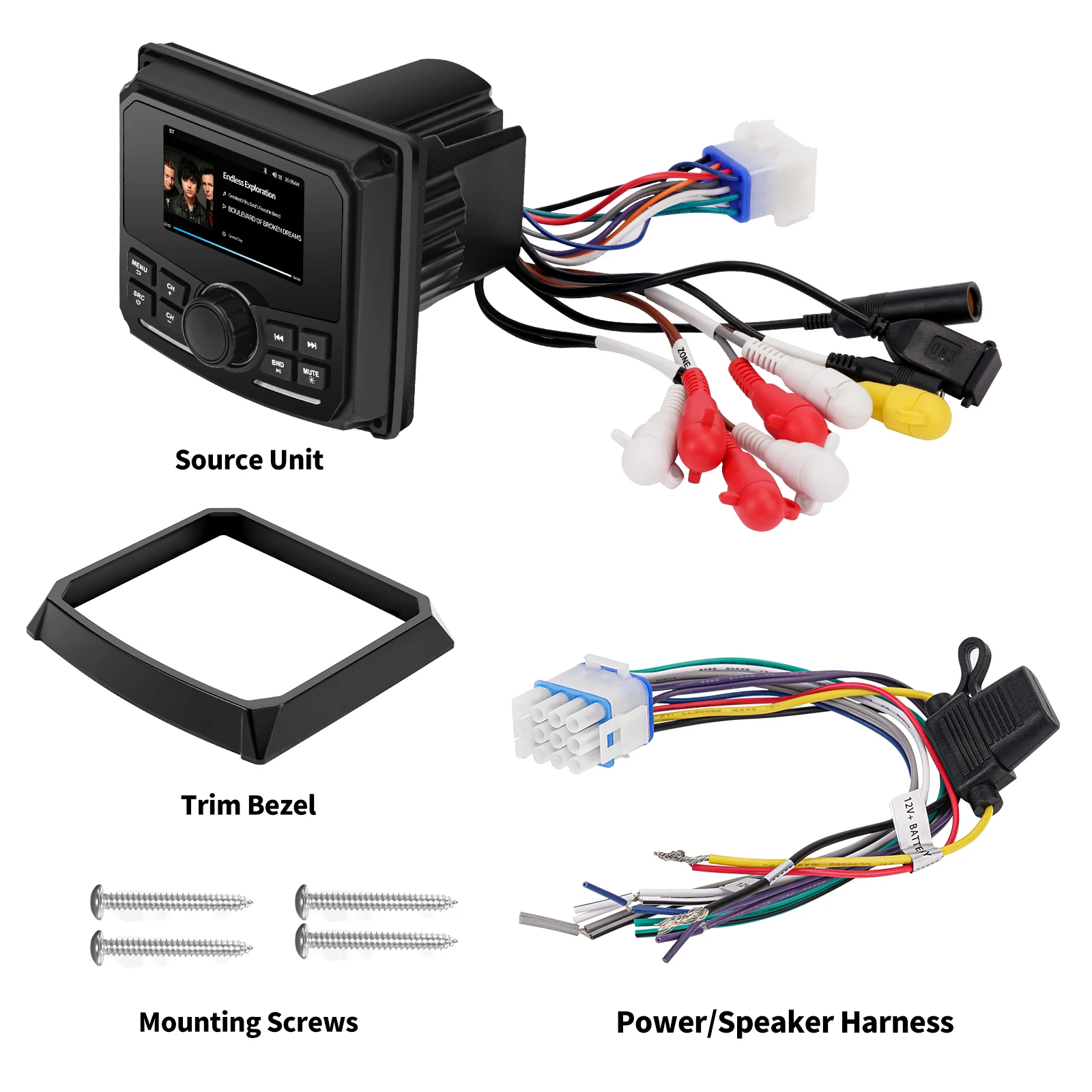 Marine stereo Bluetooth Audio/Video Receiver  3 zones 4*45W amp with Atmosphere light for Yacht car RV