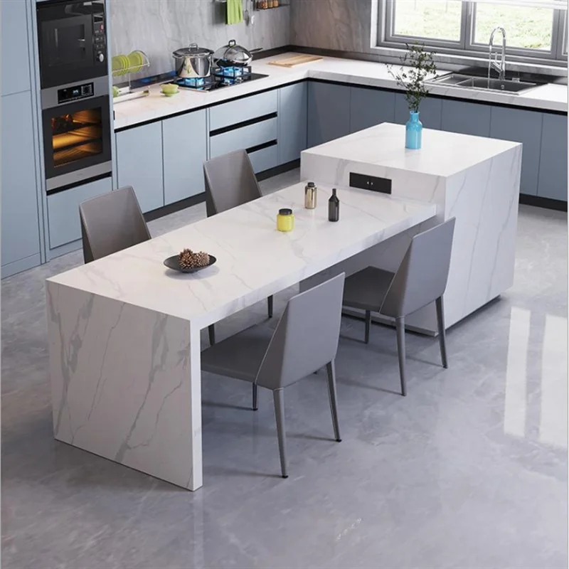 Retractable slate island modern minimalist open kitchen island bar slate dining table island integrated