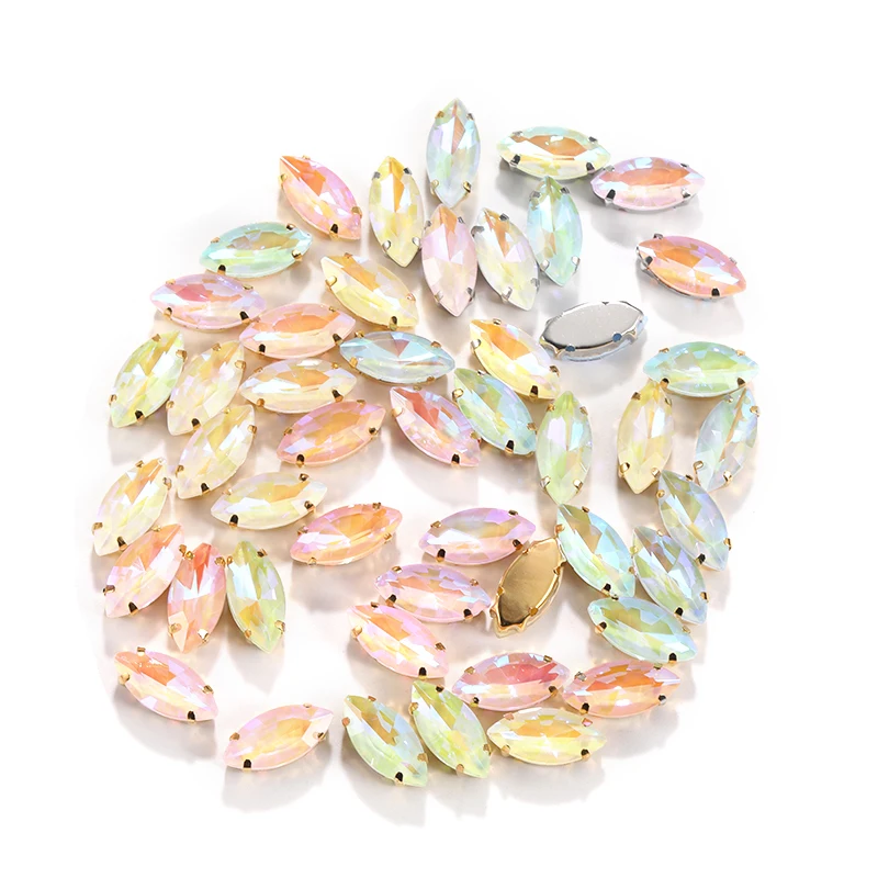 Xichuan Wholesale  Horse Eye Shape New MI Series Glass Golden Claw Crystal Rhinestones for Garment Accessories