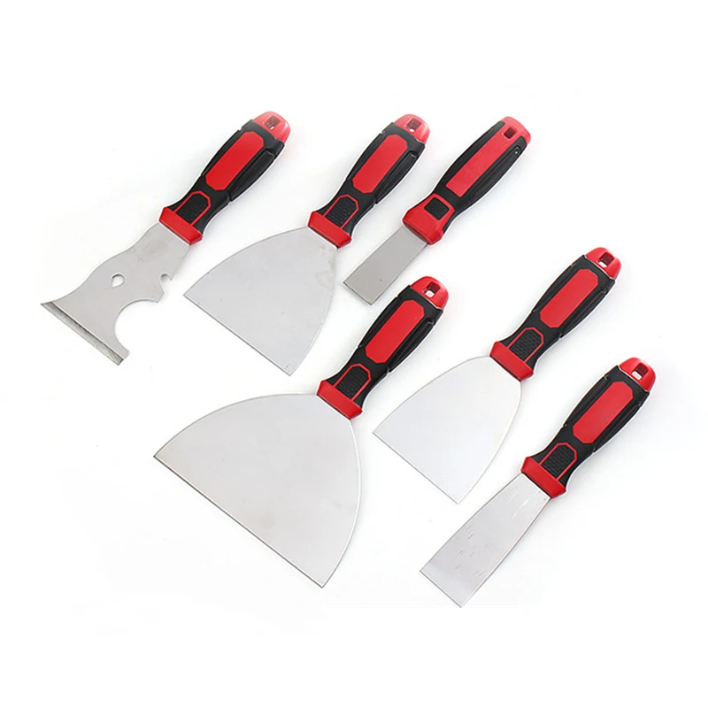 Two Color TPR Handle Stainless Steel Scraper Gray Knife Batch Drywall Taping Plastering Knife Putty Cleaning Knives