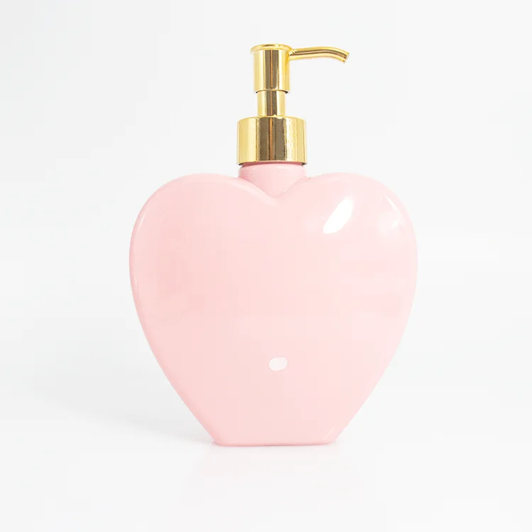 Wholesale Love Heart Shape Plastic PET Shampoo Bottle 300ml 380ml 500ml