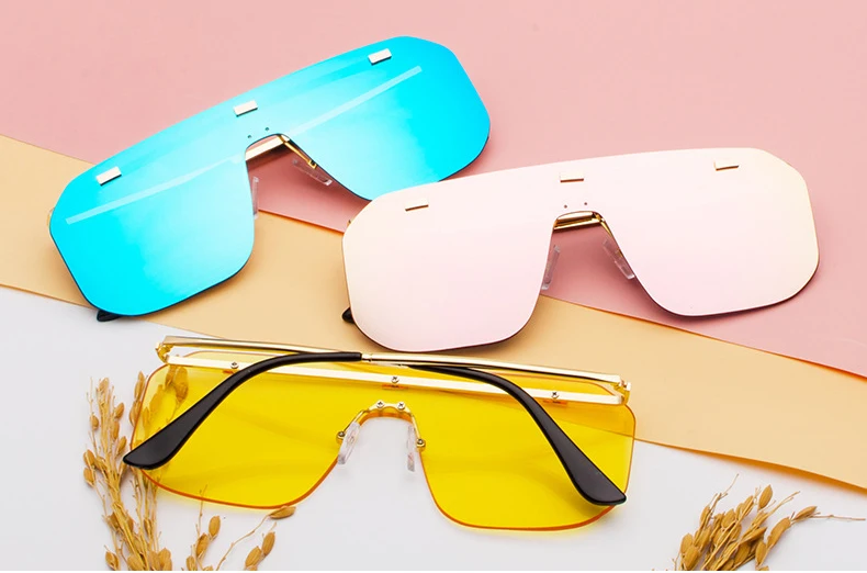 
Conjoined glasses men and women personality large frame modeling decorative sunglasses 