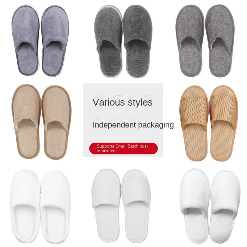 OEM custom logo manufacturer professional hotel room spa guest disposable cotton towel slippers